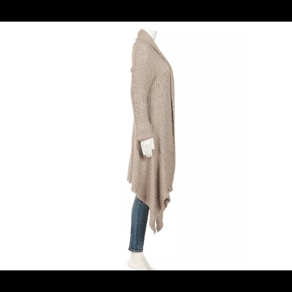 ❤️Cardigan Sweater Beige Knit Open Draped Long M - Picture 4 of 7